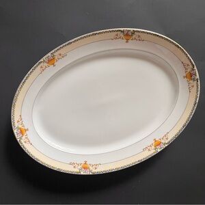 Meito Japan “Plaza” Fine China Oval Platter Hand Painted Roses Basket Vintage